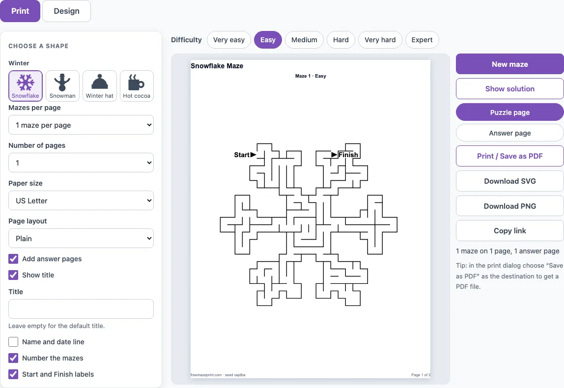 Winter maze example